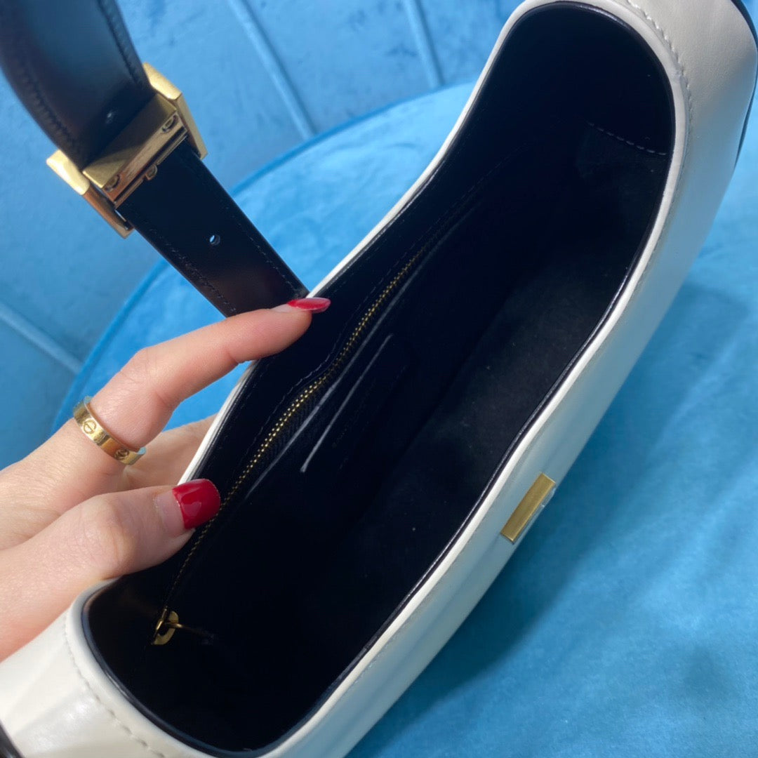 Top Quality Le Fermoir Hobo Bag White/Black For Women 9.5in/24cm YSL 