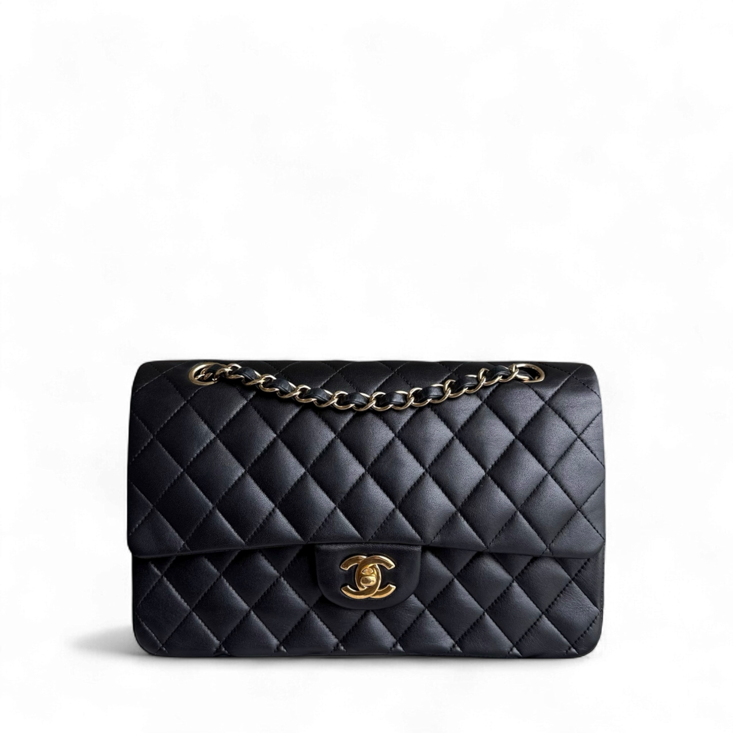 Chanel Classic Flap Medium - 25CM Quilted Lambskin Black Gold Hardware Series 13