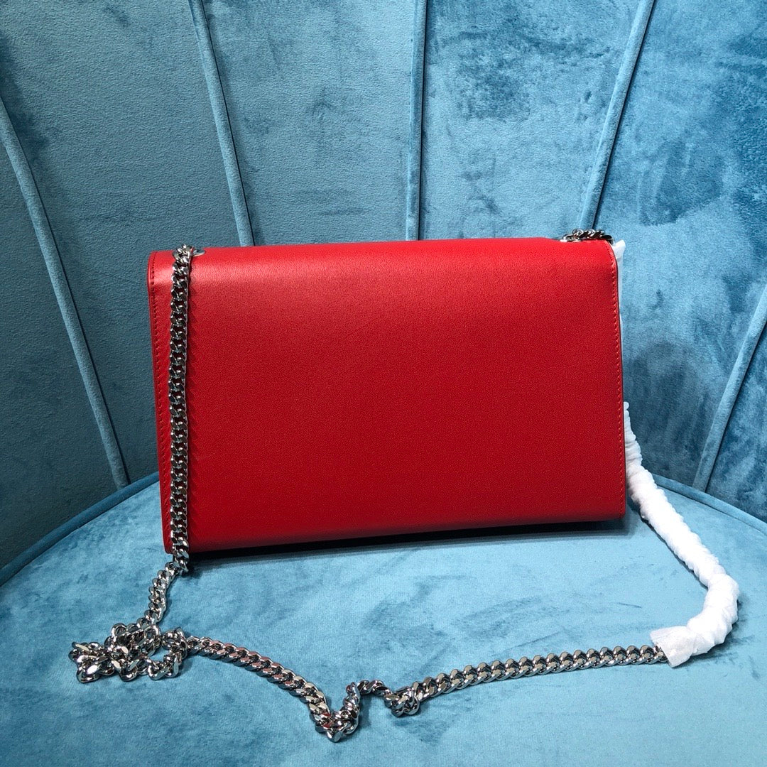 Top Quality Kate MeTop Qualityum Chain Bag With Tassel In Grain De Poudre Red For Women 9.4in/24cm YSL