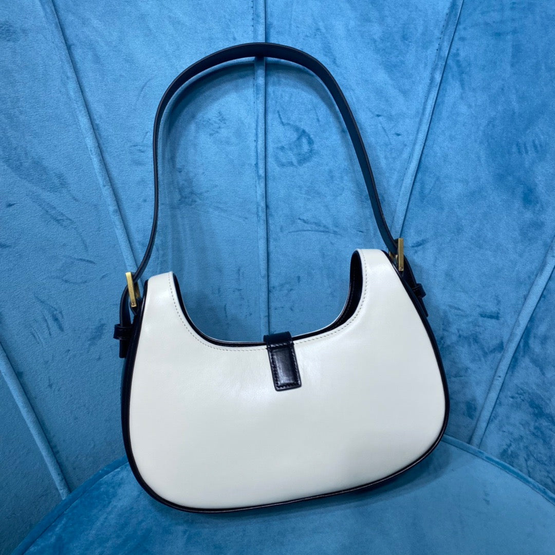 Top Quality Le Fermoir Hobo Bag White/Black For Women 9.5in/24cm YSL 