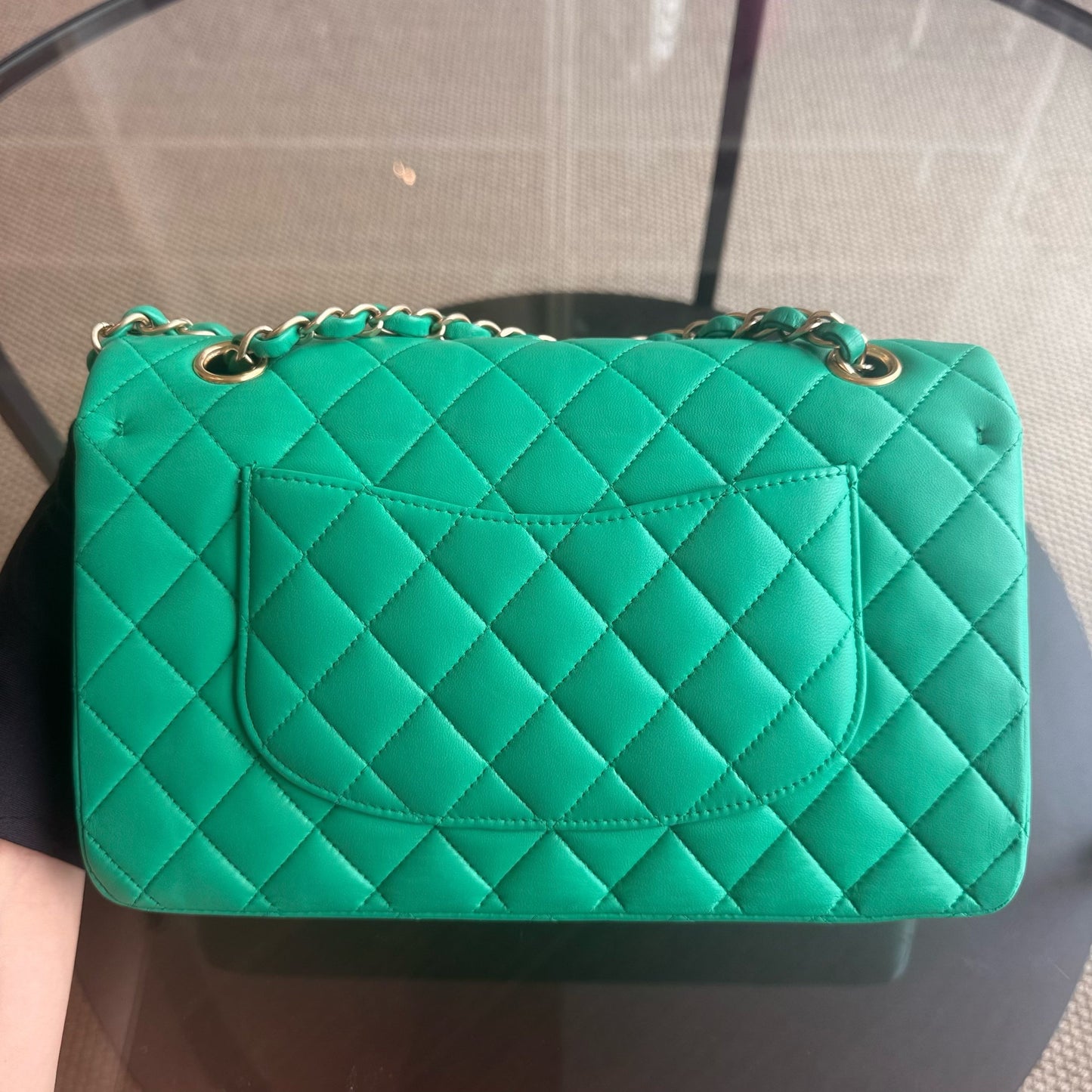 Chanel Classic Flap Medium - 25CM Quilted Lambskin Green Gold Hardware Series 18