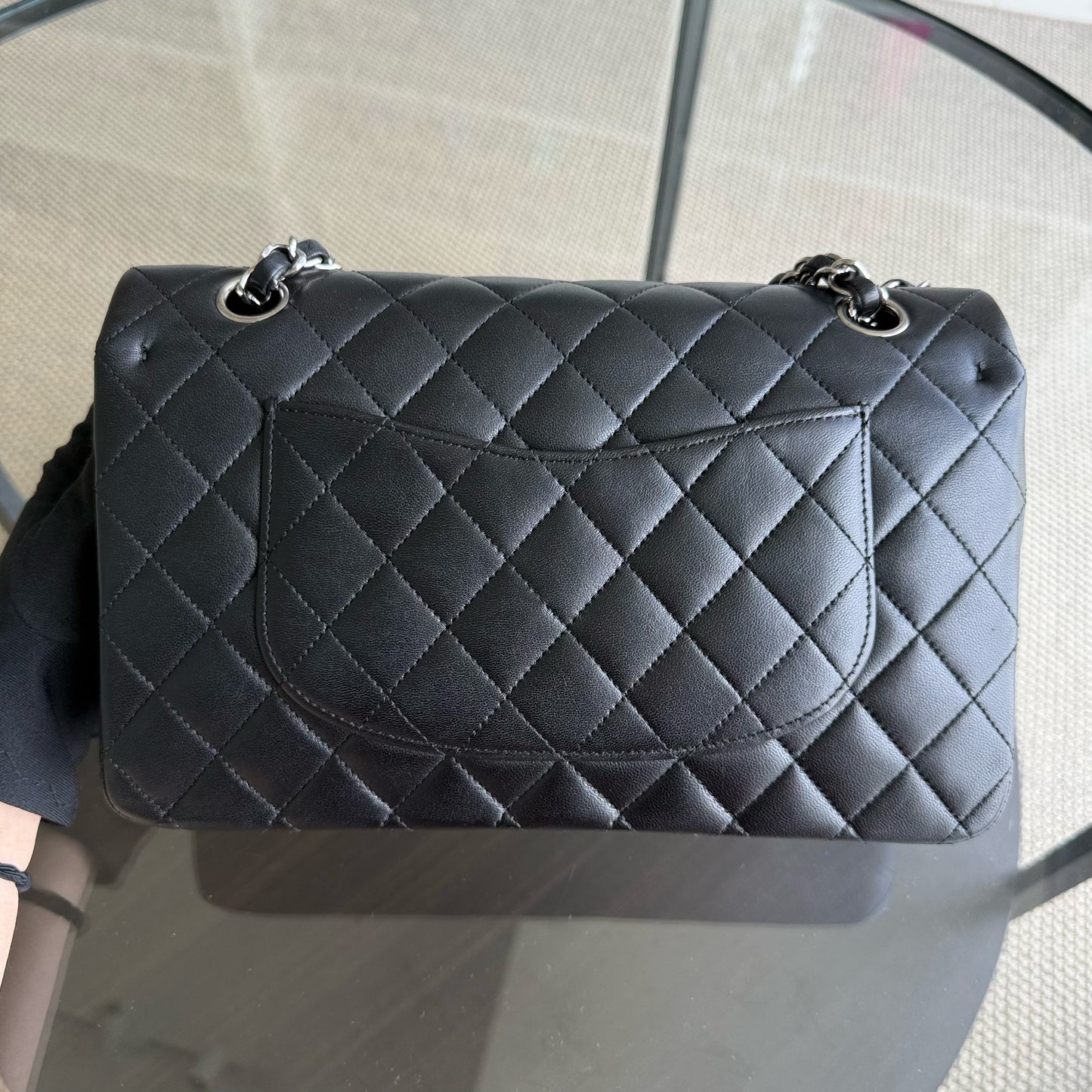 Chanel Classic Flap Medium - 25CM Quilted Lambskin Black Silver Hardware Series 13