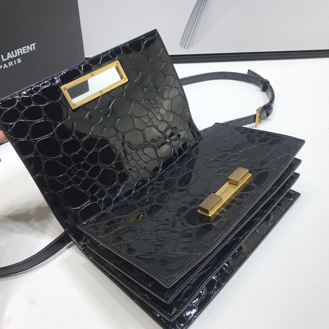 Top Quality Cassandra Small Crossbody Bag With Stone Print Black For Women 7.4in/19cm YSL
