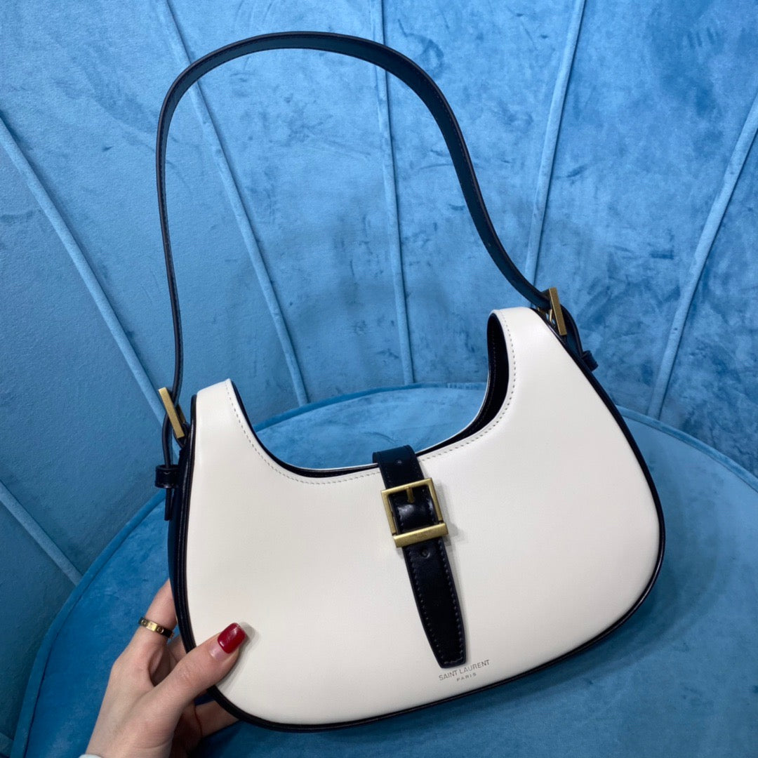 Top Quality Le Fermoir Hobo Bag White/Black For Women 9.5in/24cm YSL 