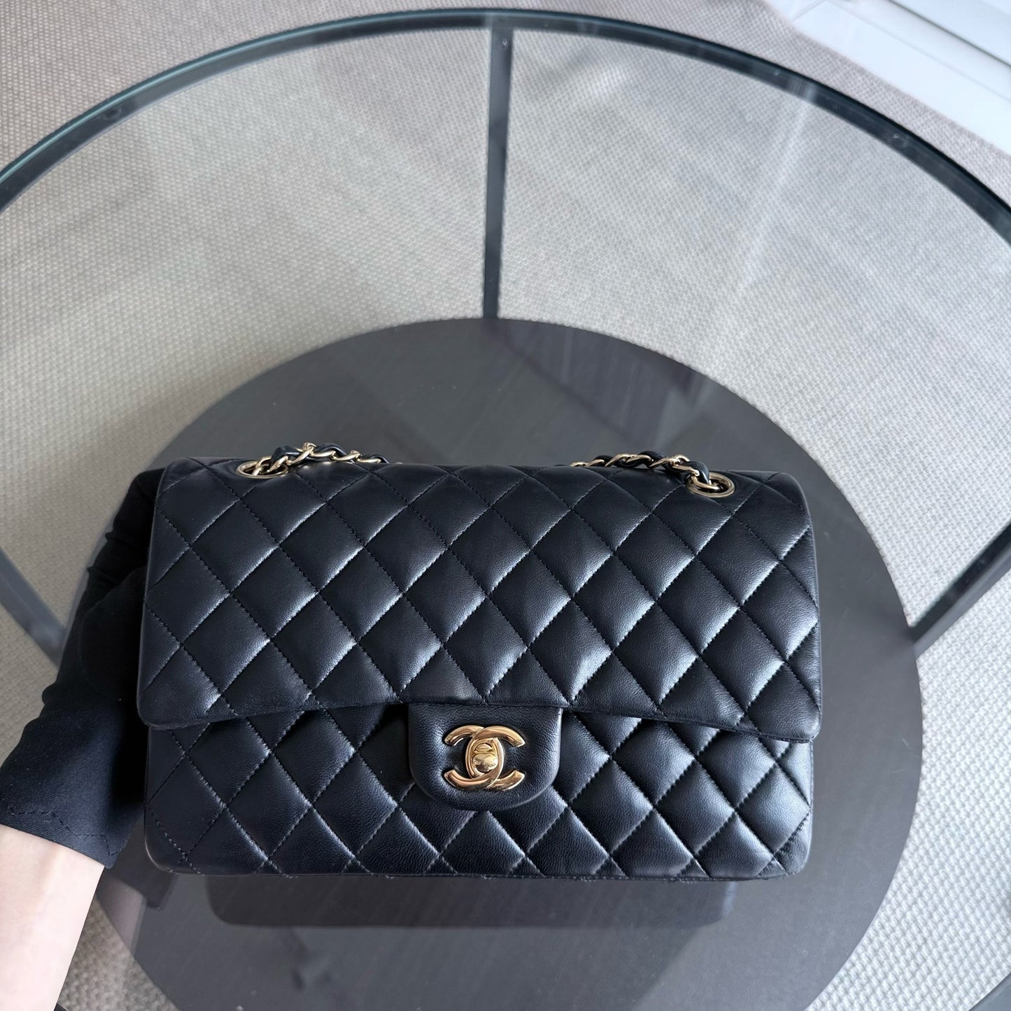 Chanel Classic Flap Medium - 25CM Quilted Lambskin Black Gold Hardware Series 27