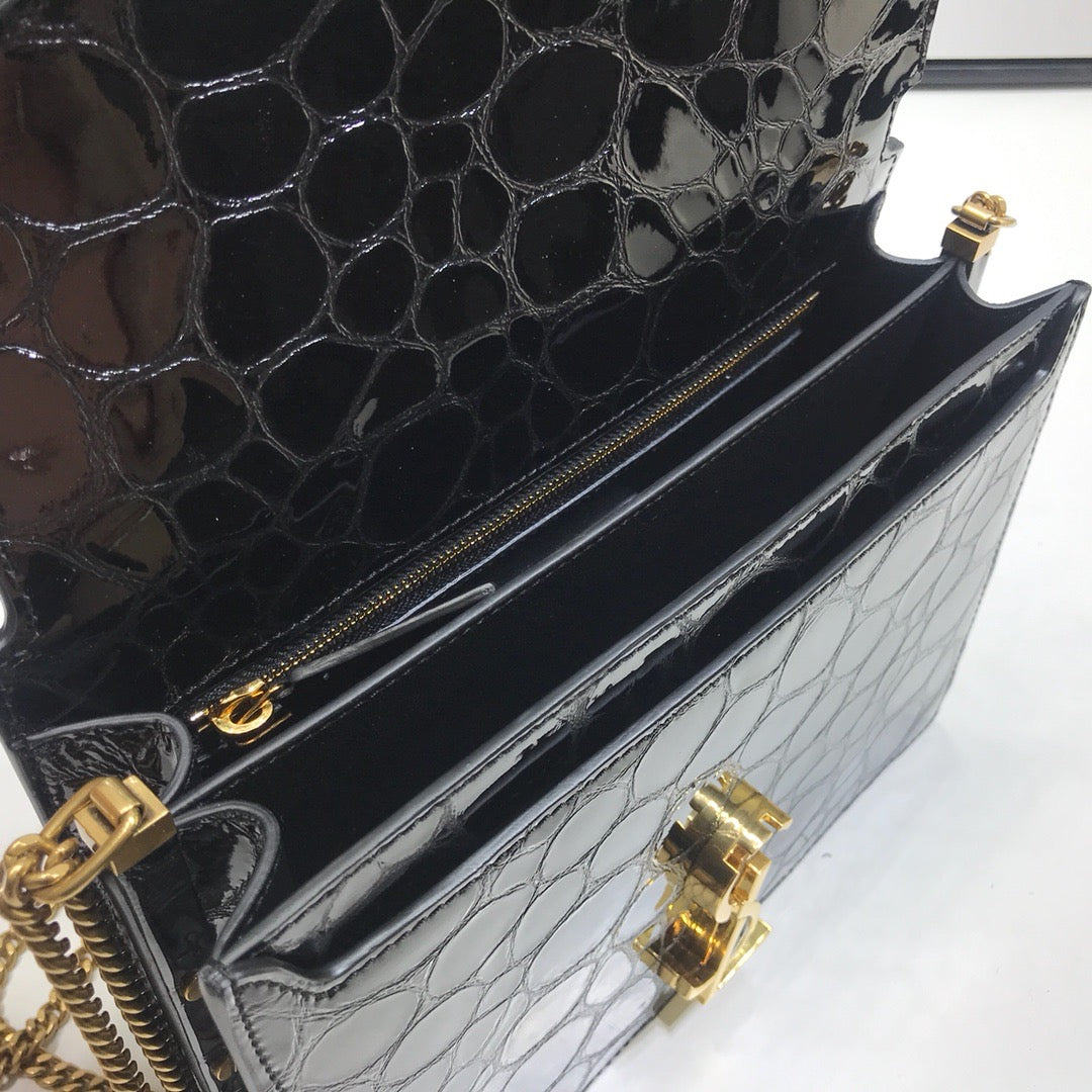 Top Quality Cassandra Small Crossbody Bag With Stone Print Black For Women 7.4in/19cm YSL