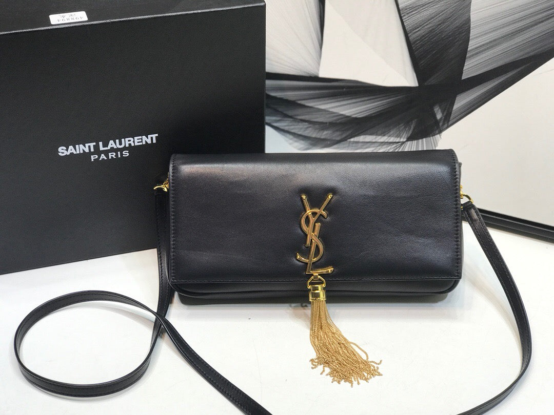 Top Quality Kate Tassel Small Shoulder Bag Black For Women 10.2in/26cm YSL P00483545
