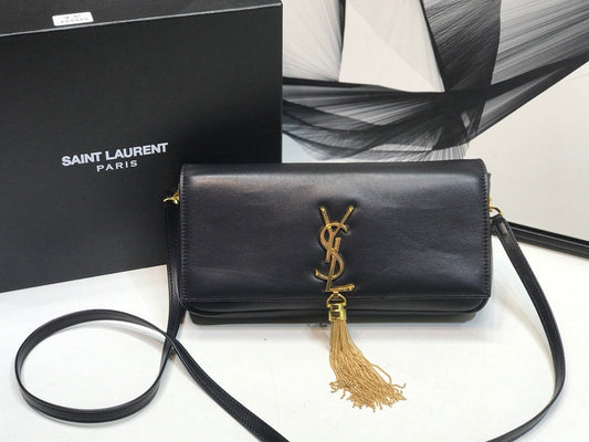 Top Quality Kate Tassel Small Shoulder Bag Black For Women 10.2in/26cm YSL P00483545