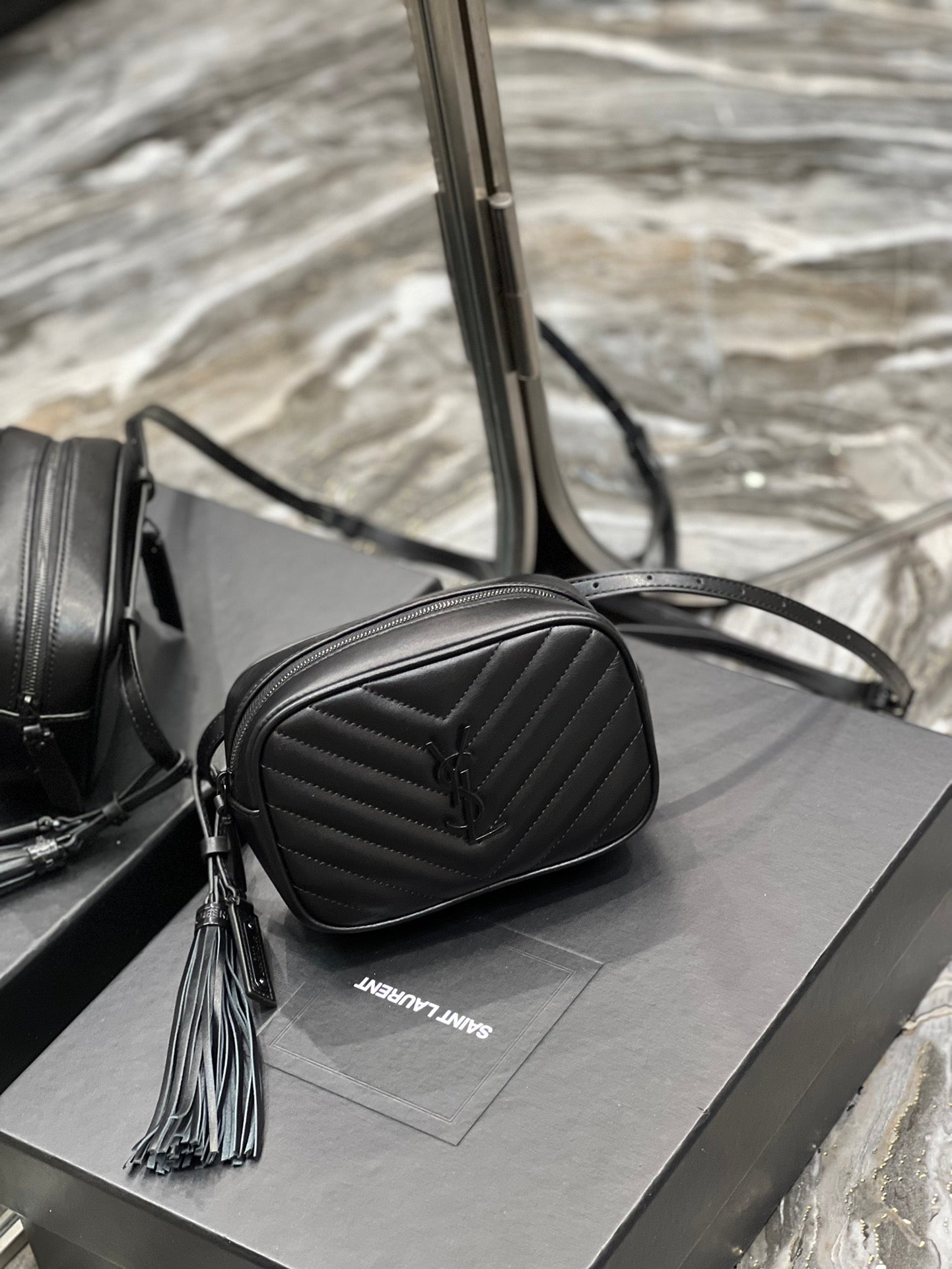 Top Quality Lou Belt Bag Black In Matelassé Black Metal Hardware For Women 6.1in/15cm YSL 534817DV7081000