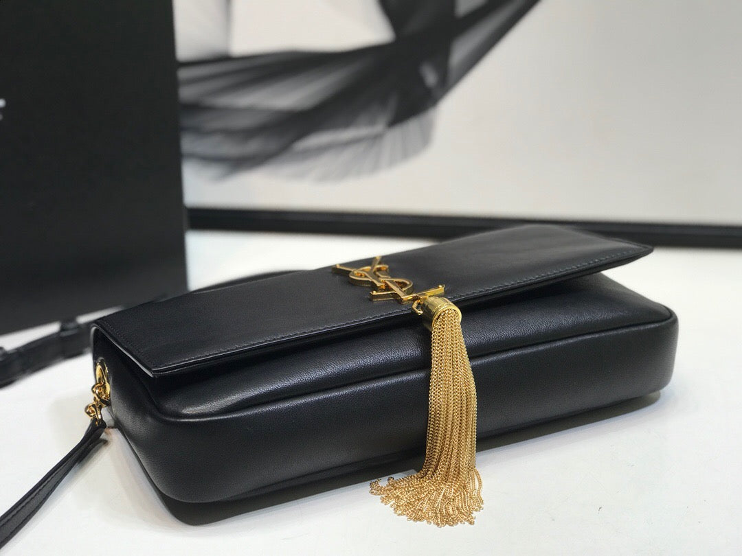 Top Quality Kate Tassel Small Shoulder Bag Black For Women 10.2in/26cm YSL P00483545