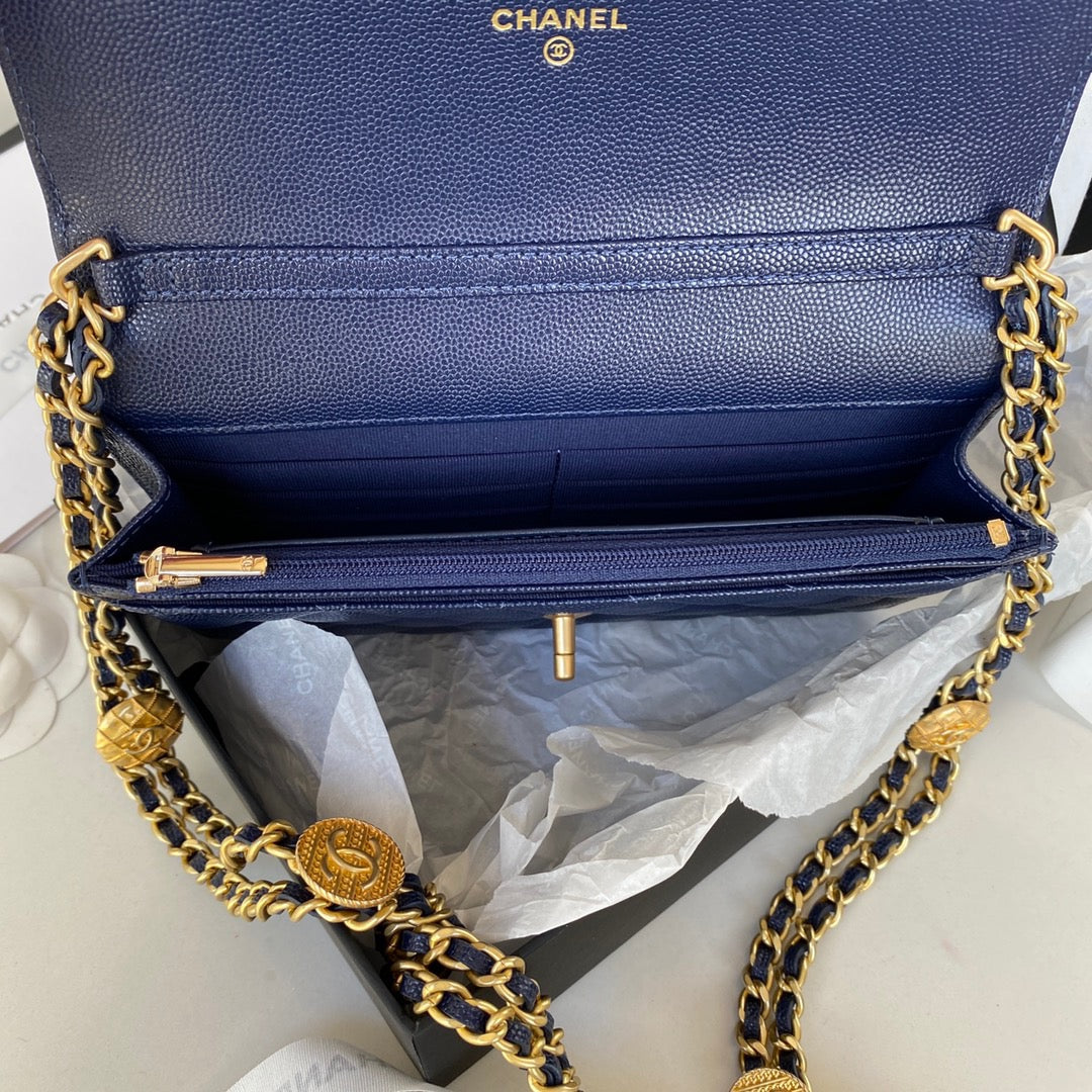 CHLSmall Top Qualityap Bag Gold Hardware Navy Blue For Women Handbags, Shoulder Bags 7.5in/19cm AP2840