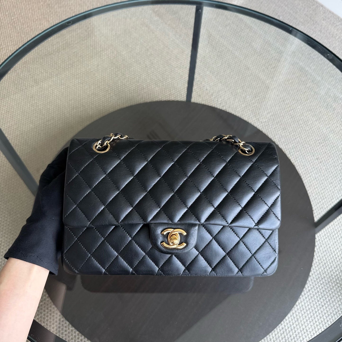 Chanel Classic Flap Medium - 25CM Quilted Lambskin Black Gold Hardware Series 15