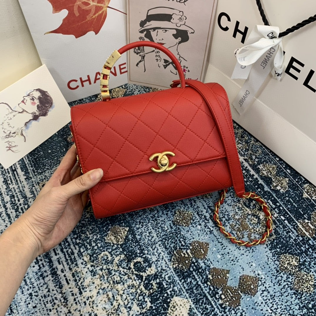 CHLSmall Top Qualityap Bag With Top Handle Gold Hardware Red For Women Handbags, Shoulder Bags 7.9in/20cm AS2059