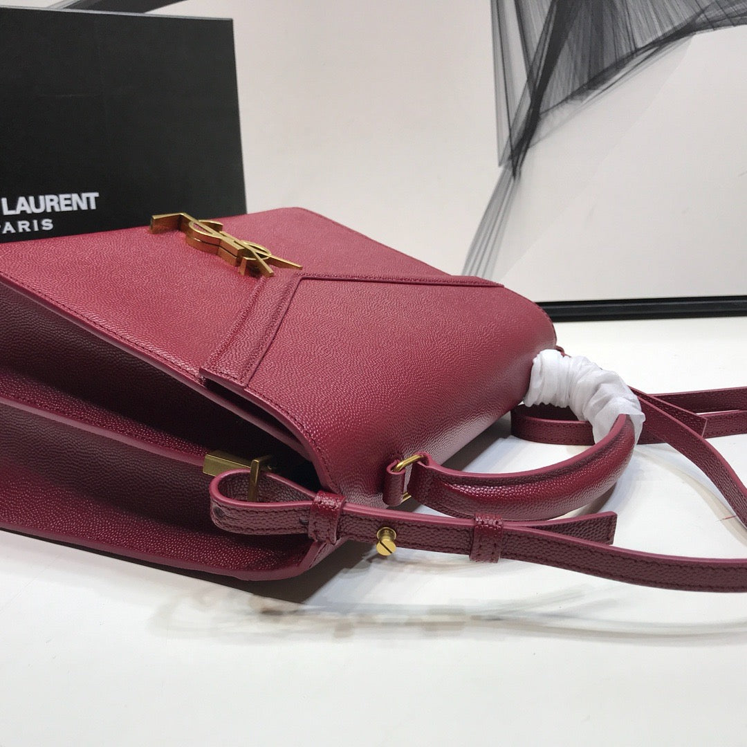 YSSL Cassandra Medium Top Handle Bag In Grain Burgundy For Women 9in/24.5cm YSL  578000BOW0W6475
