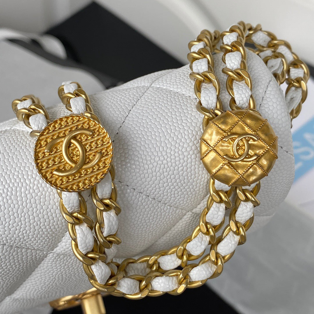 CHLMini Top Qualityap Bag With Top Handle Gold Hardware White For Women Handbags, Shoulder Bags 7.9in/20cm AS2431 