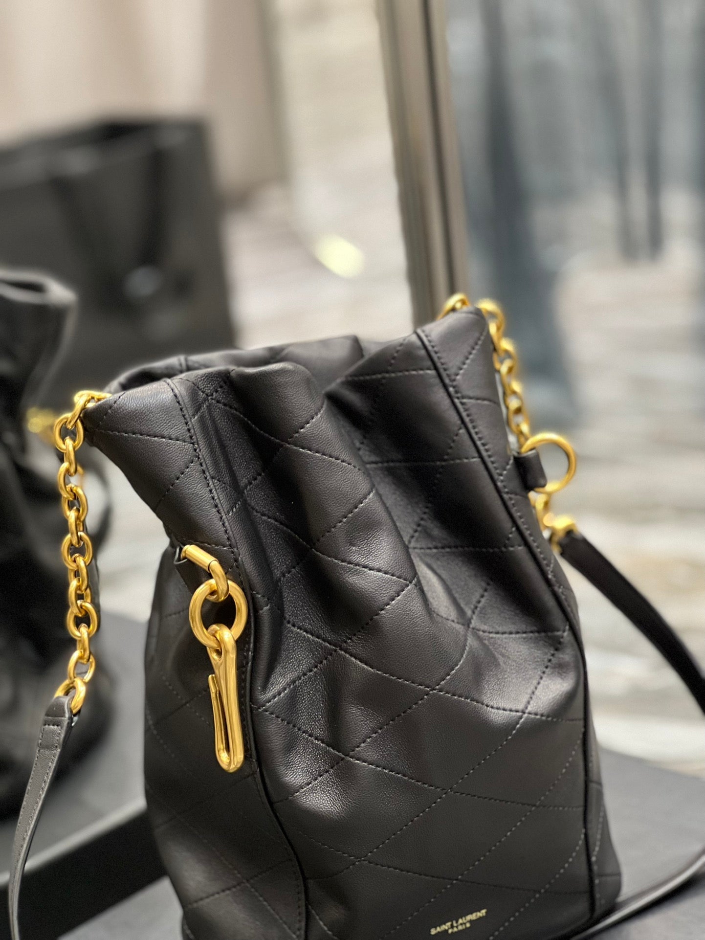 Top Quality Le Maillon Bucket Bag Black For Women 10.6in/27cm YSL 686310AAAJK1000