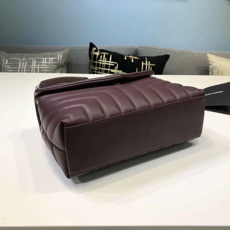 Top Quality Loulou Small Chain Bag In Matelassé "Y" Burgundy For Women 9.8in/23cm YSL 