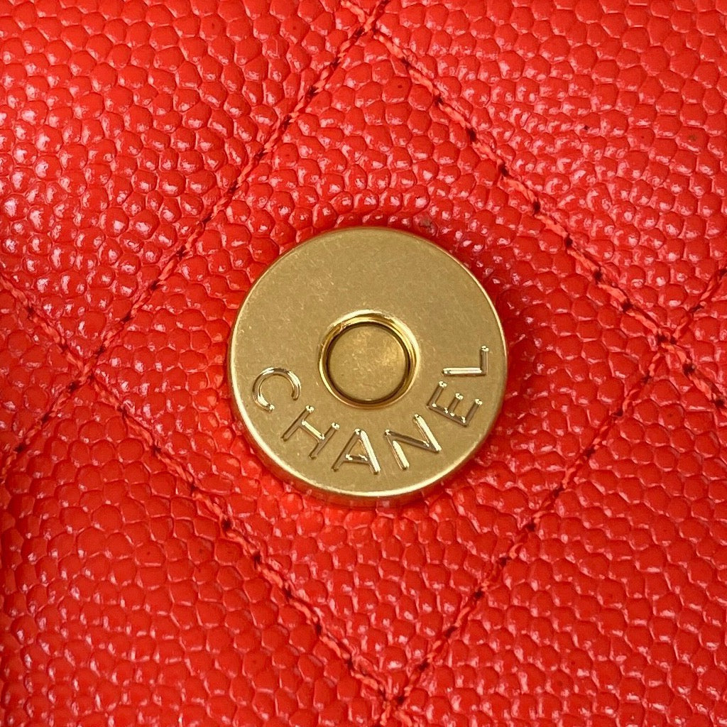 CHL Clutch With Chain Gold Hardware Grained Shinny Red For Women Handbags, Shoulder Bags 4.7in/12cm AP2857