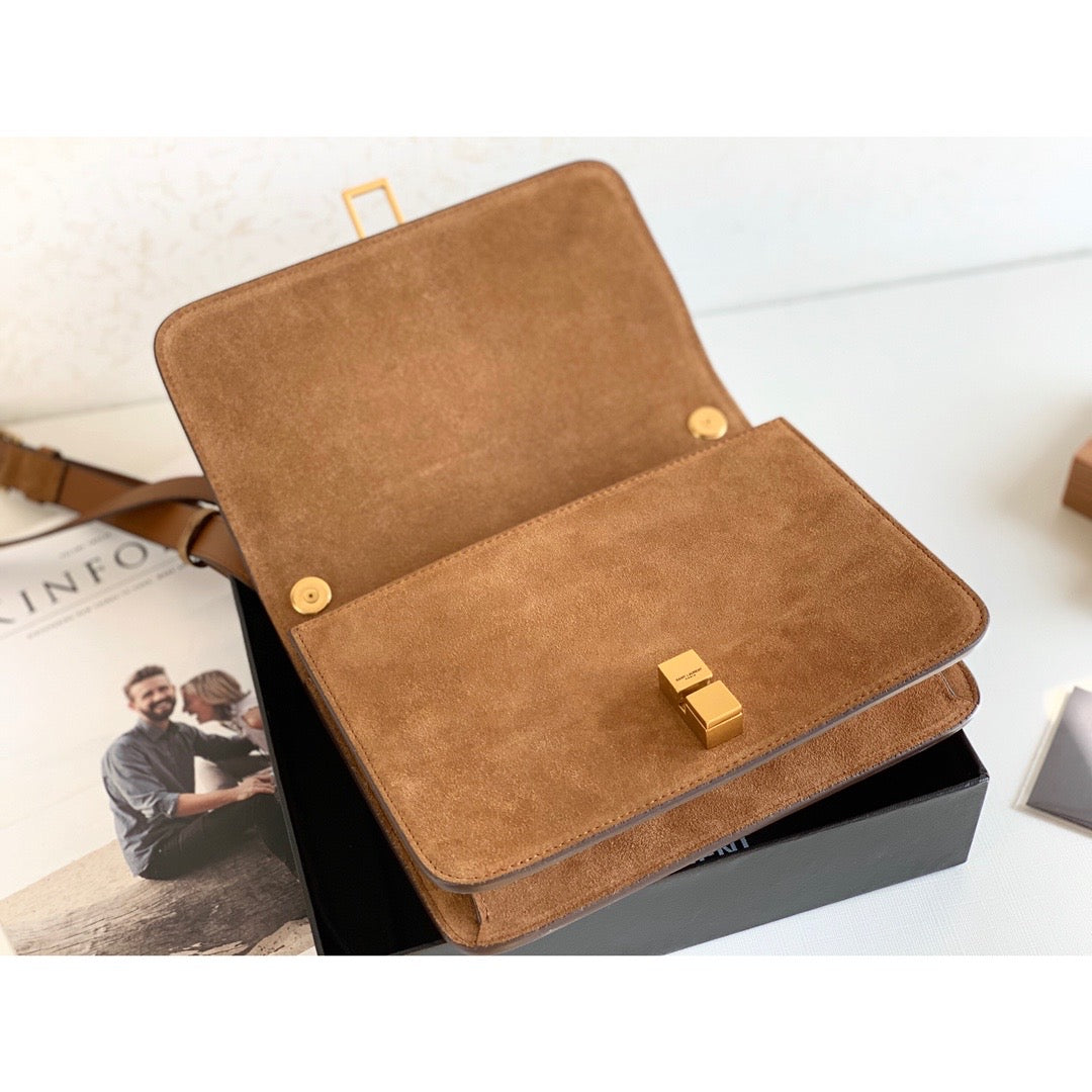 Top Quality Le Carre Satchel Brown For Women 9in/23cm YSL