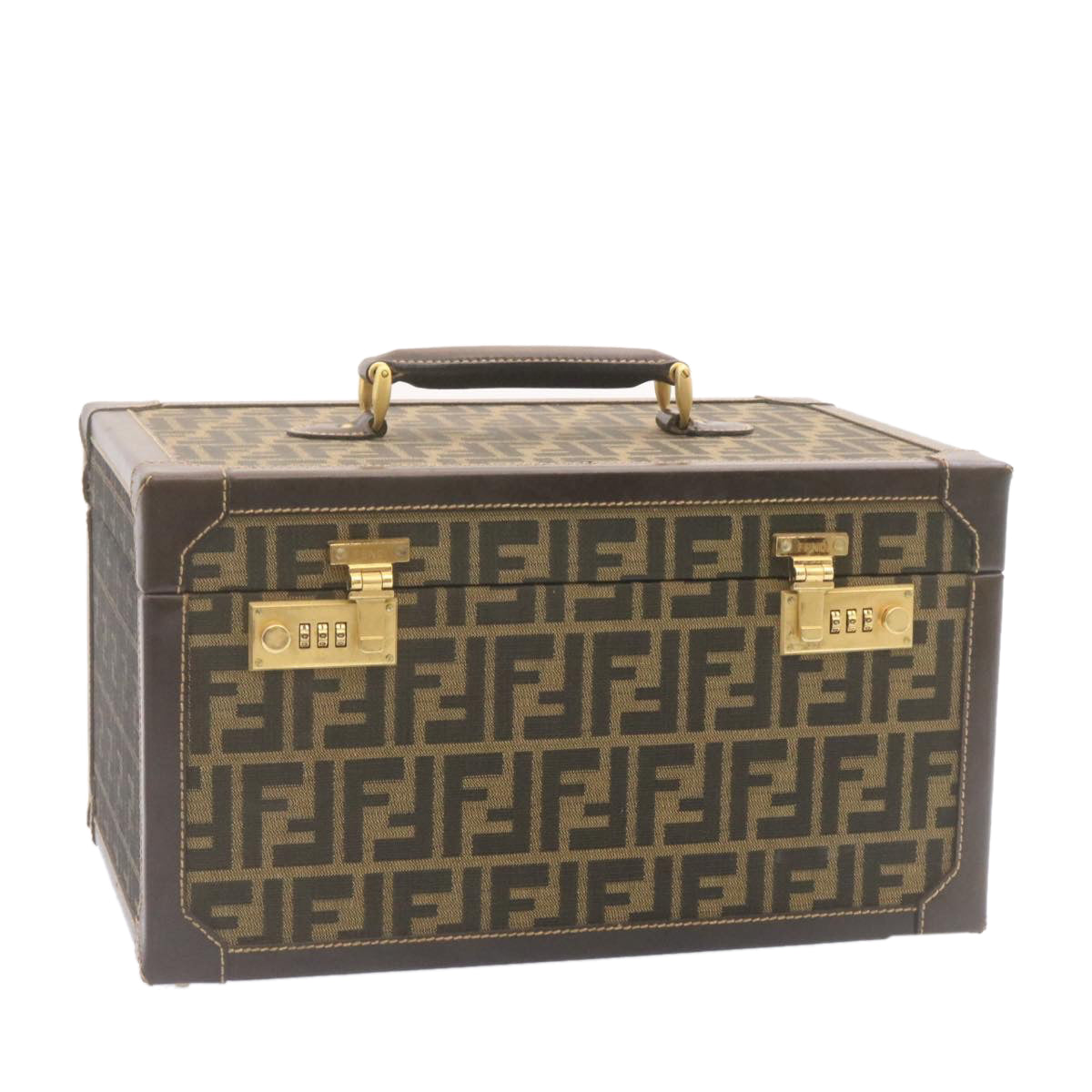 FENDI Zucca Canvas Vanity box Hand Bag Brown  fm664A