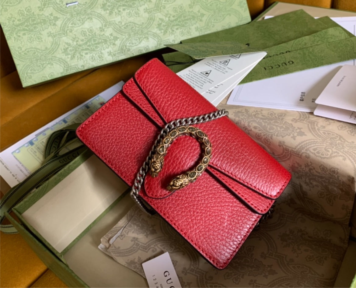 Leather woman Red Gucci handbag