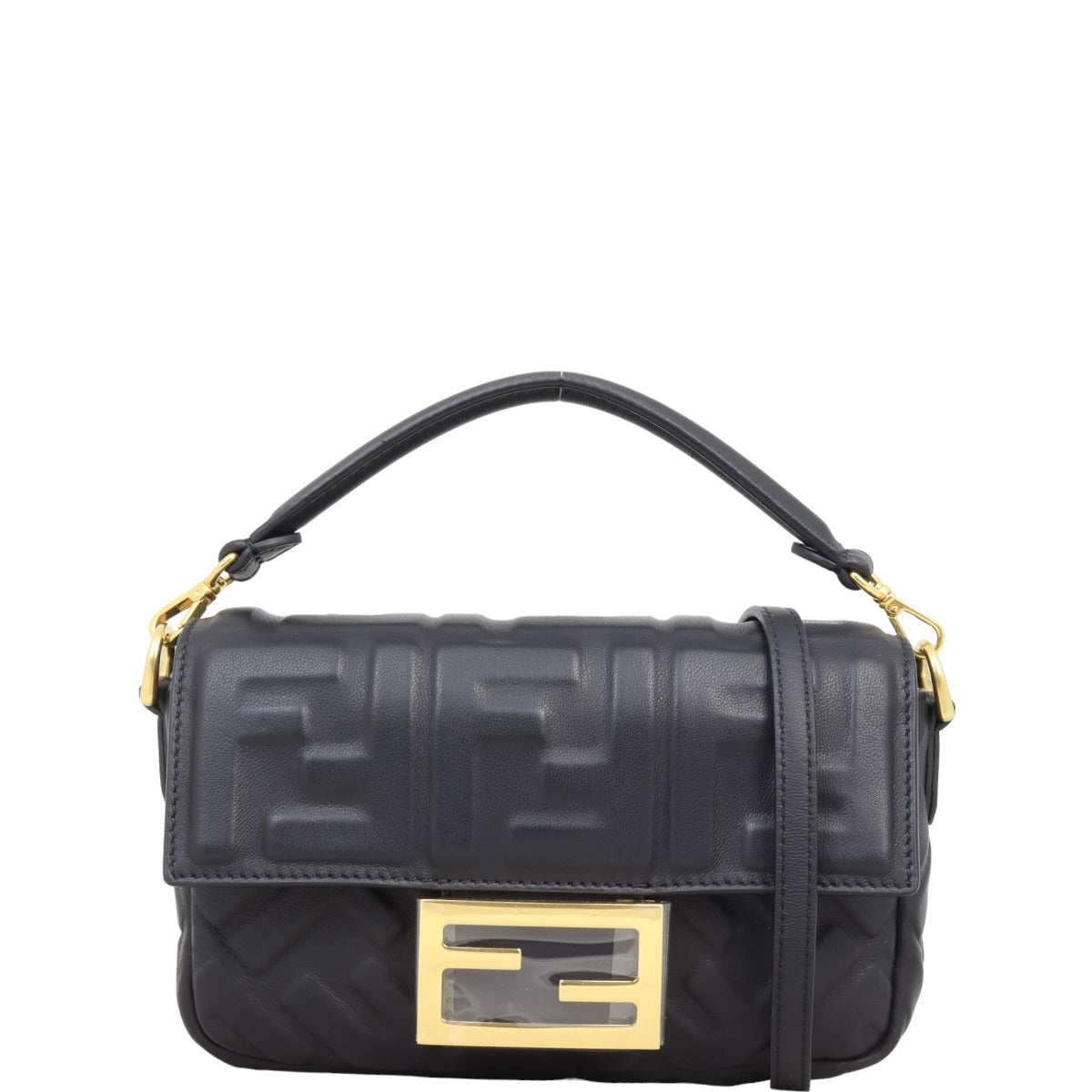 Fendi Baguette Mini Bag Embossed with Embroidered Strap