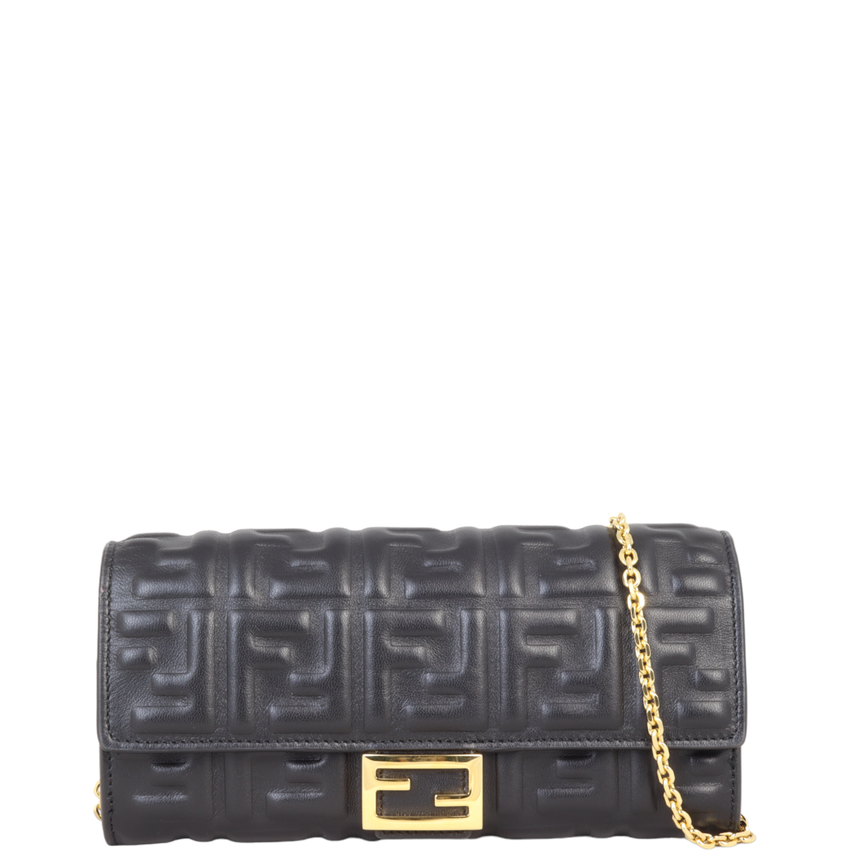 Fendi Baguette FF Embossed Wallet on Chain