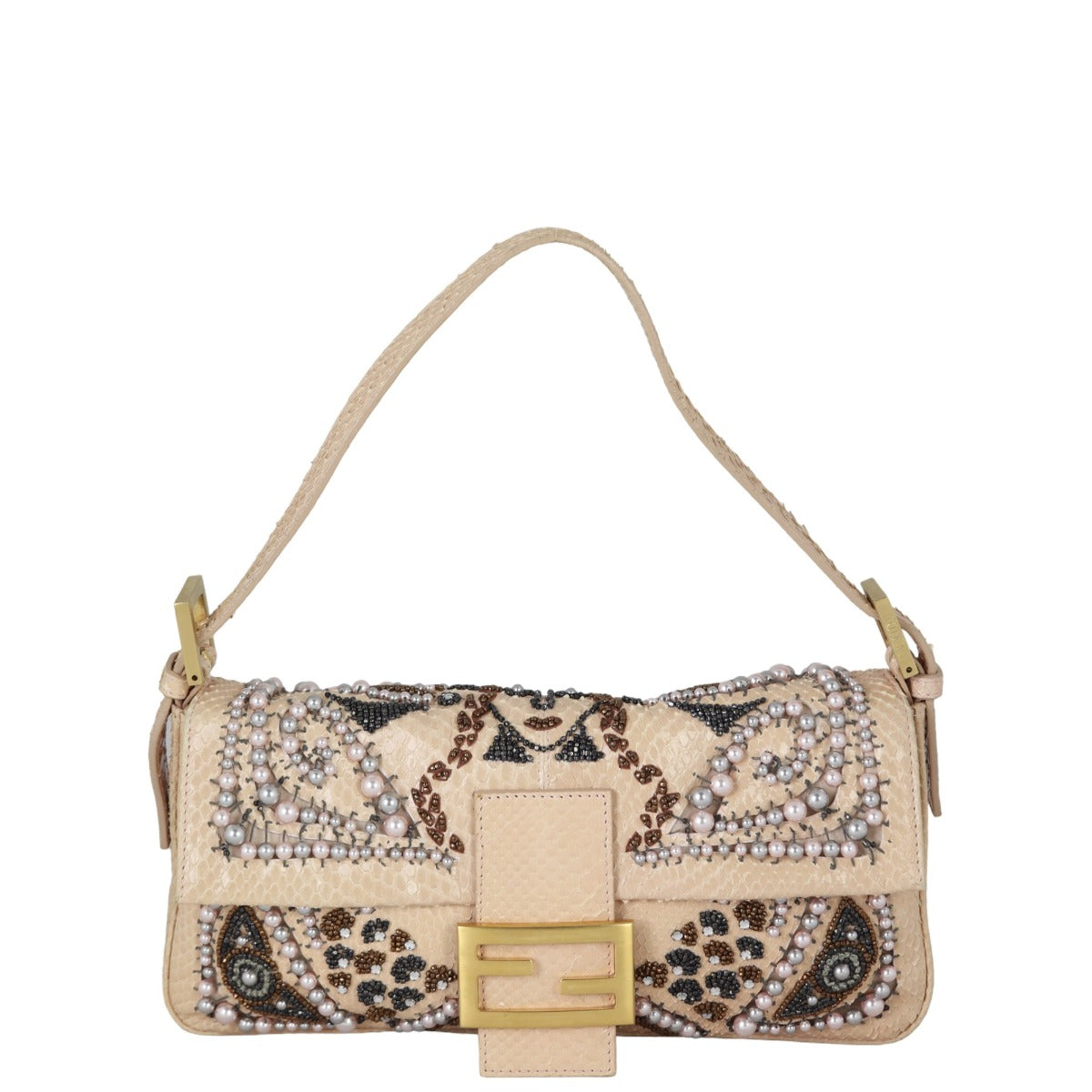 Fendi Python Beaded Baguette Bag