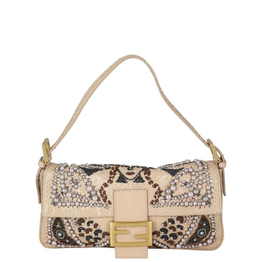 Fendi Python Beaded Baguette Bag