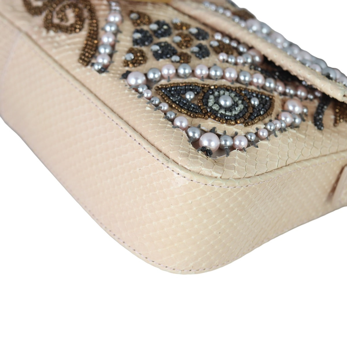 Fendi Python Beaded Baguette Bag