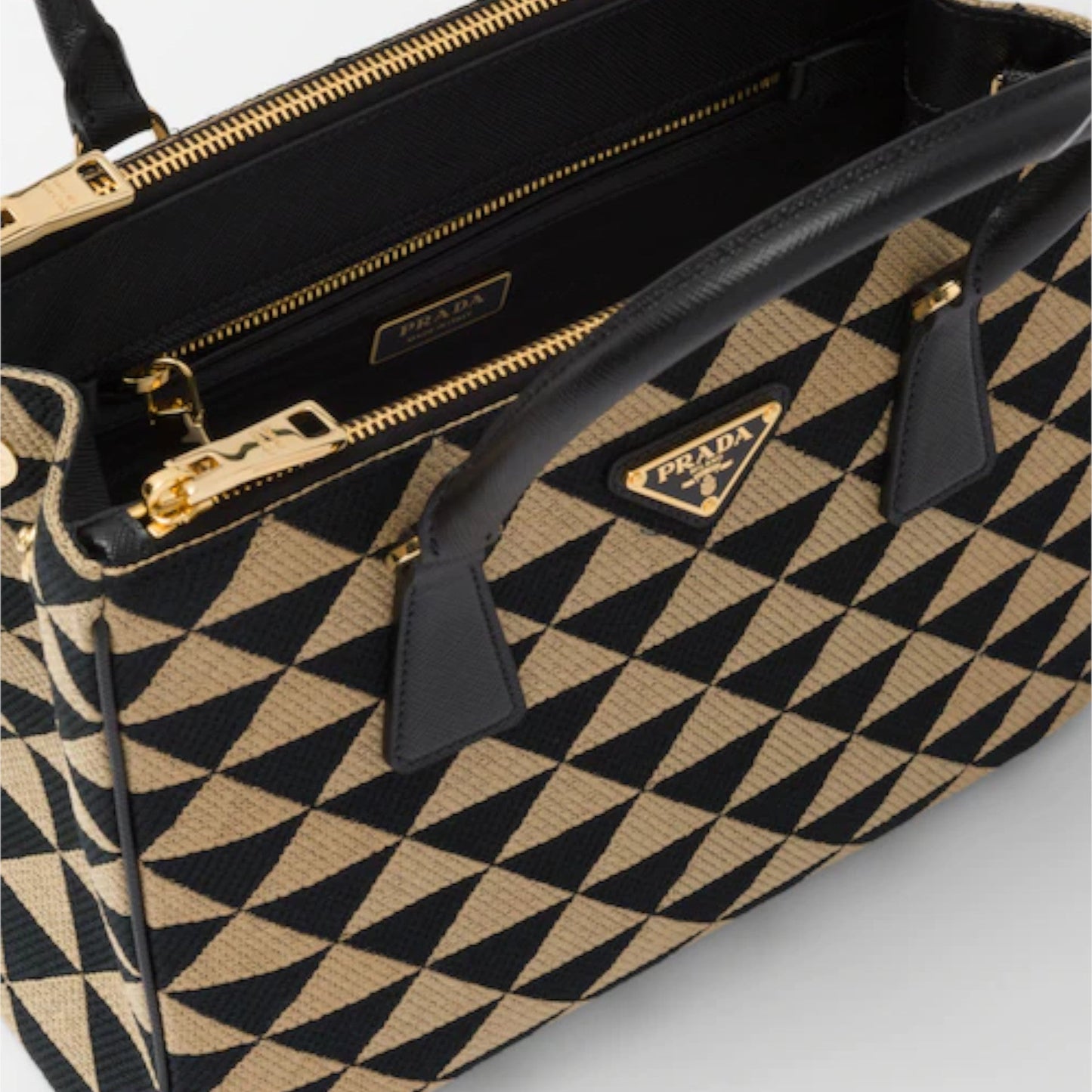 Small Prada Symbole embroidered fabric bag