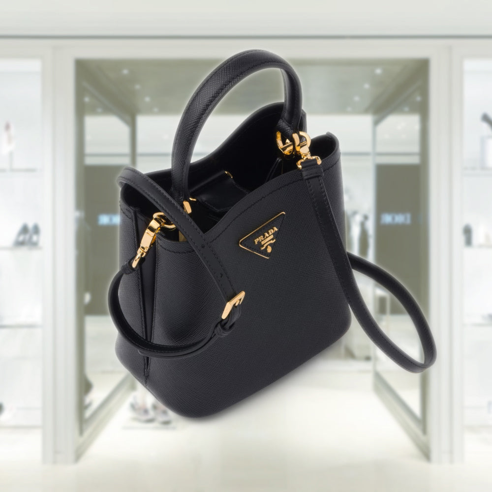 Small Saffiano Leather Prada Panier Bag