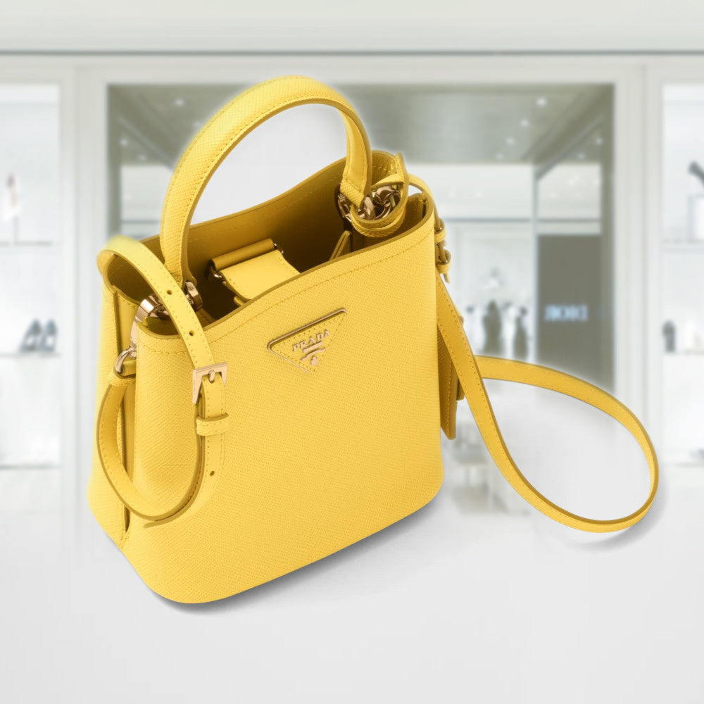 Small Saffiano Leather Prada Panier Bag
