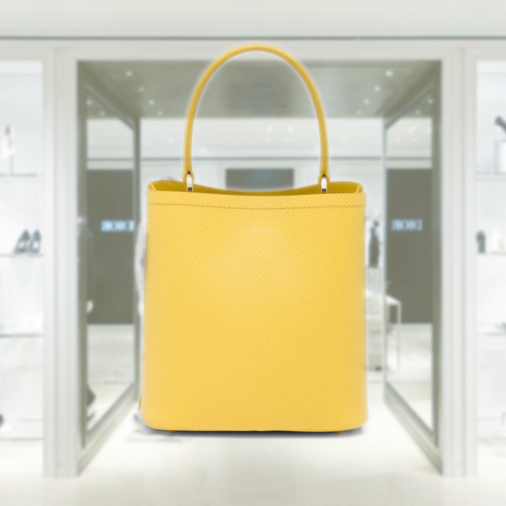 Small Saffiano Leather Prada Panier Bag