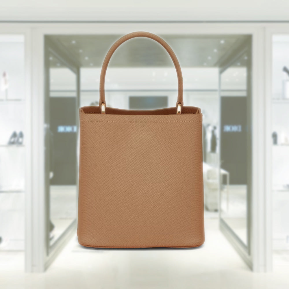 Small Saffiano Leather Prada Panier Bag