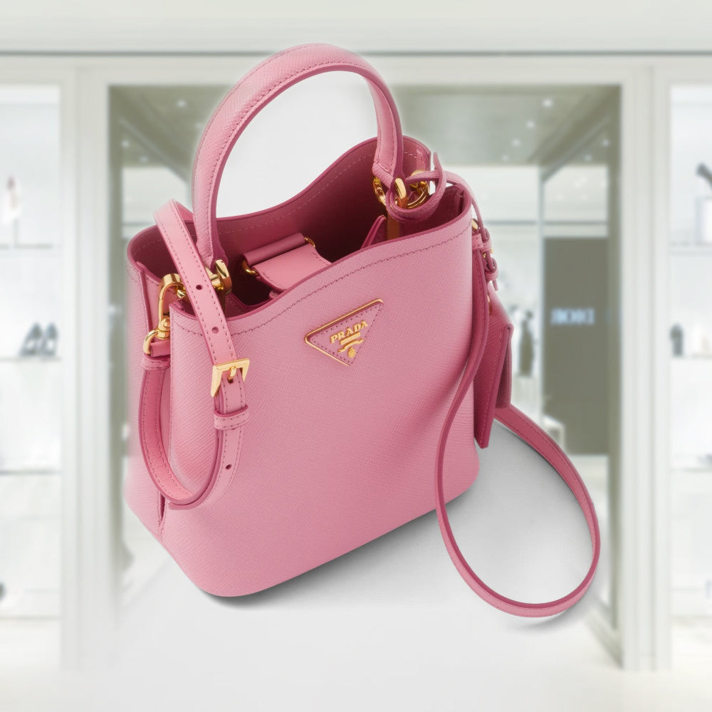 Small Saffiano Leather Prada Panier Bag