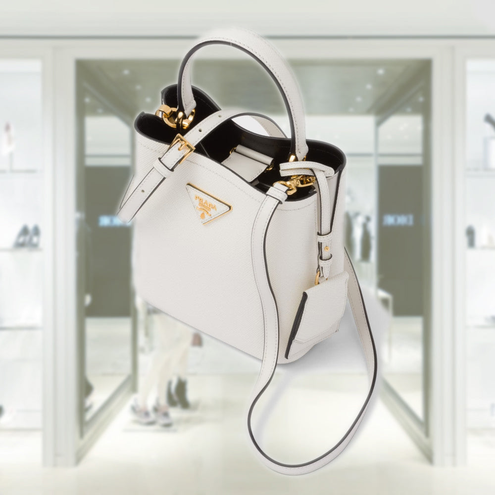 Small Saffiano Leather Prada Panier Bag