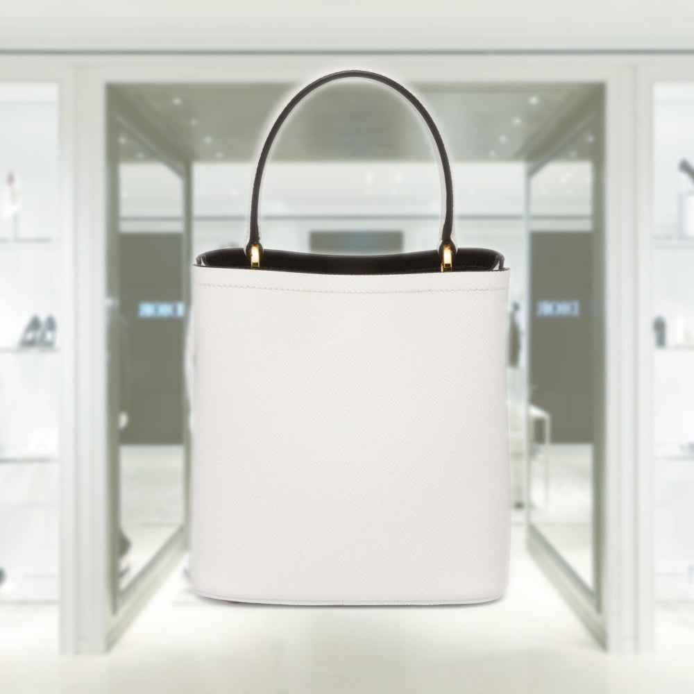 Small Saffiano Leather Prada Panier Bag