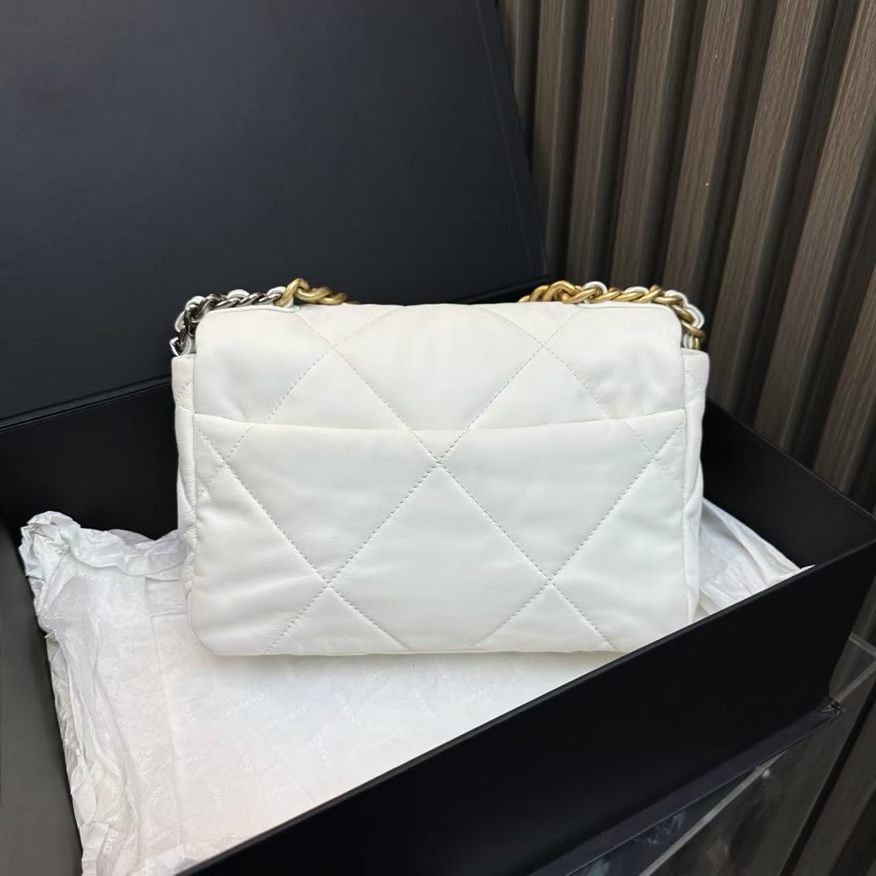 Chanel 19 Shoulder Bag White Leather