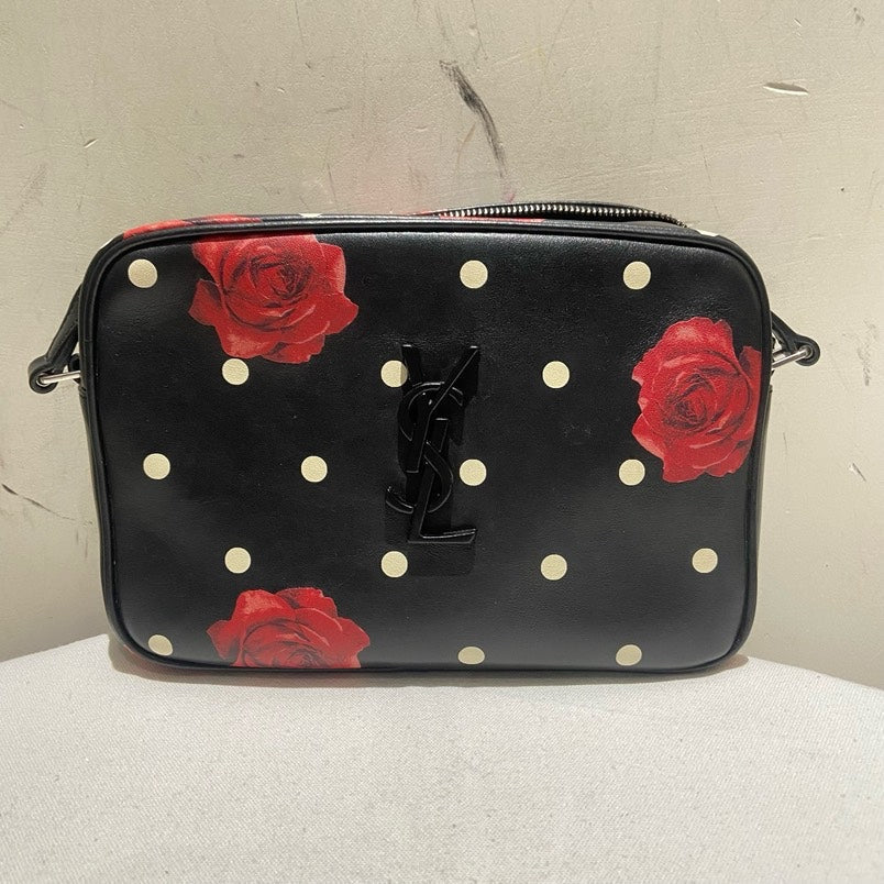 Saint Laurent Ysl Camera Bag MM Black Polka Dot Rose Crossbody