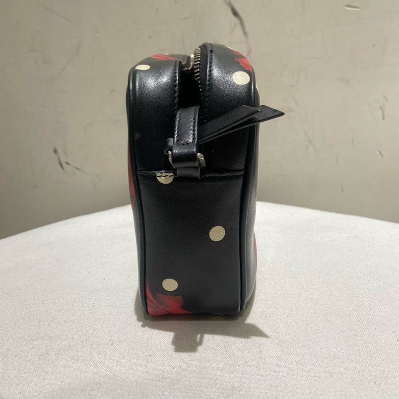 Saint Laurent Ysl Camera Bag MM Black Polka Dot Rose Crossbody