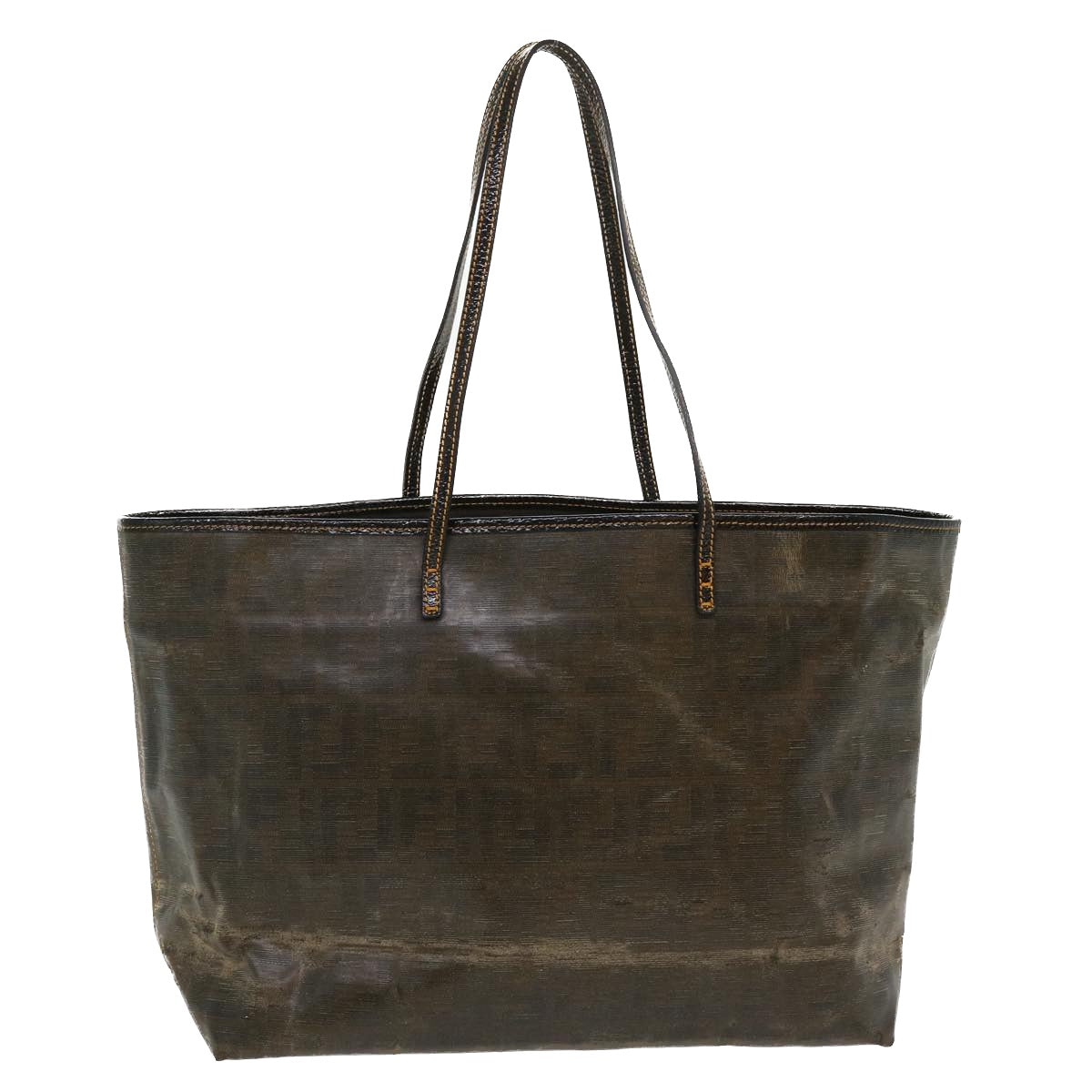 FENDI Zucca Canvas Tote Bag Coated Canvas Brown Yellow  rd4550
