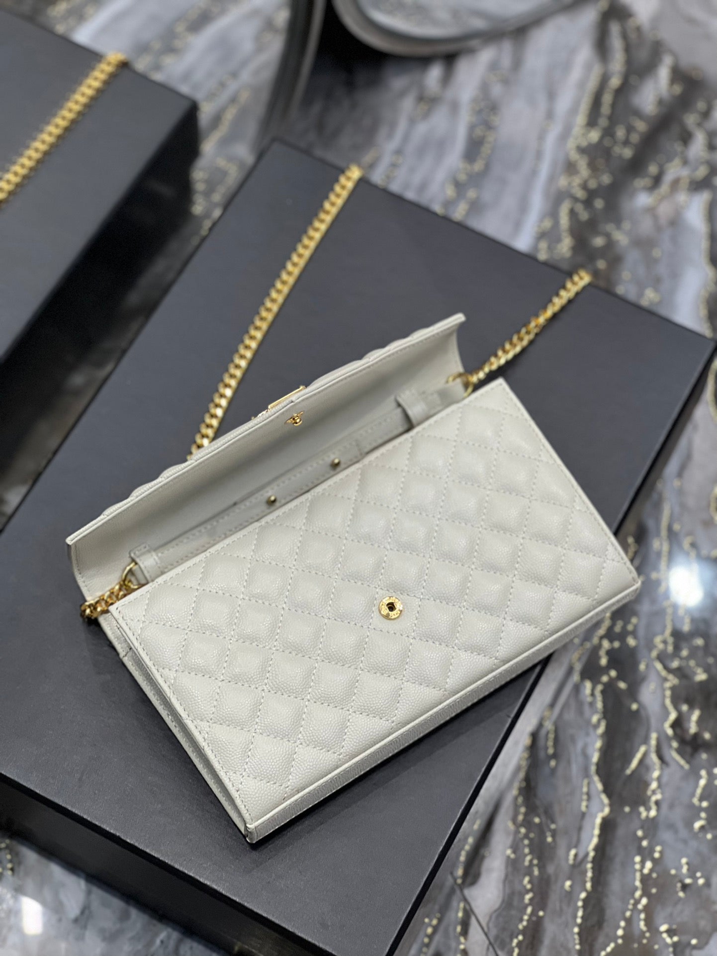 YSSL Envelope Small Chain Bag White For Women, Women’s Bags 8in/22cm YSL