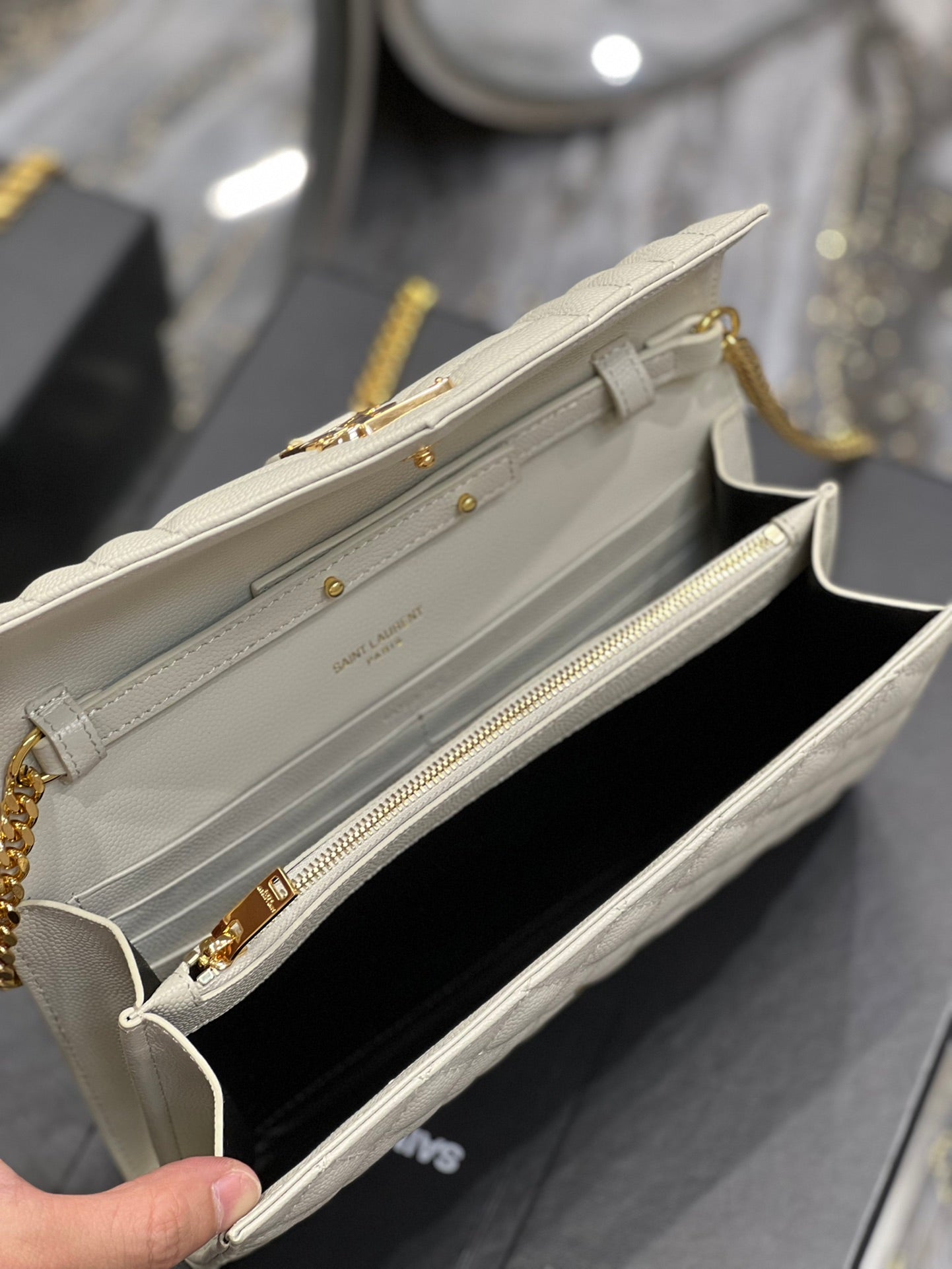 YSSL Envelope Small Chain Bag White For Women, Women’s Bags 8in/22cm YSL