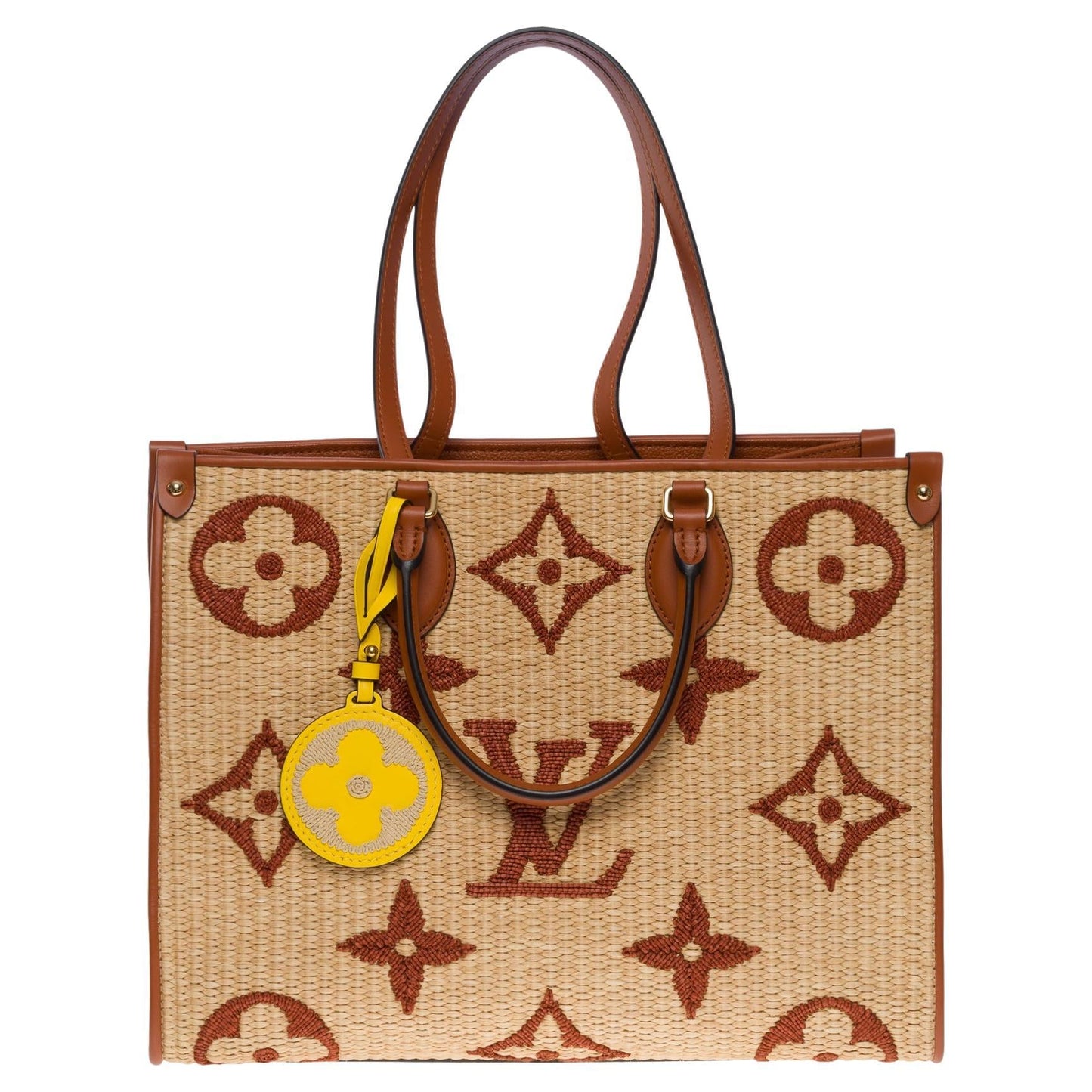 LOUIS VUITTON Amazing limited edition Raffia Onthego MM Tote shoulder bag, GHW