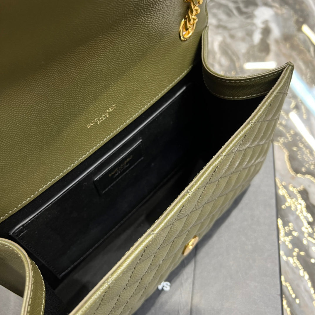 Top Quality Envelope MeTop Qualityum Chain Bag Dark Green For Women, Women’s Bags 9.4in/24cm YSL