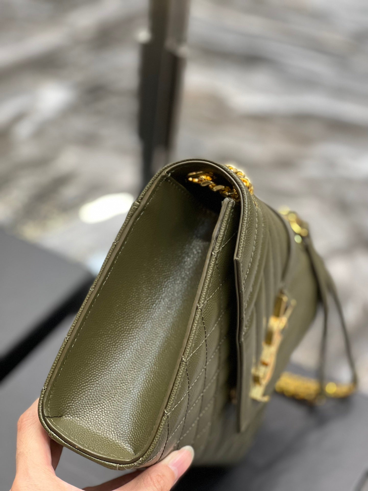 Top Quality Envelope MeTop Qualityum Chain Bag Dark Green For Women, Women’s Bags 9.4in/24cm YSL